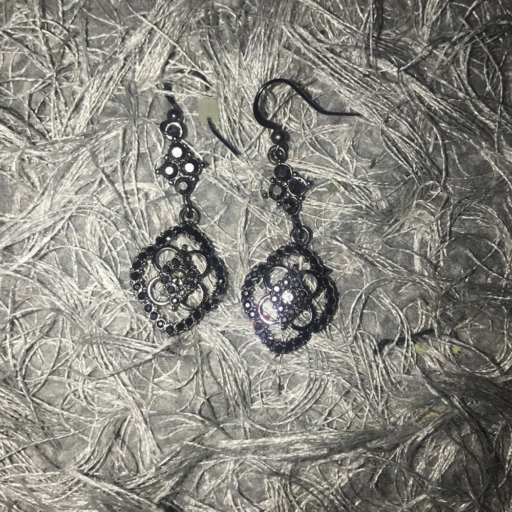 Black gunmetal drop earrings